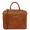 Front View Of The Natural Leather Laptop Briefcase Bag