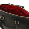 Internal Pocket View Of The Black Leather Tote Bag