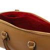 Internal Pocket View Of The Cognac Leather Tote Bag