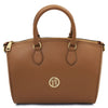 Front View Of The Cognac Leather Tote Bag