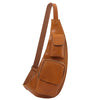 Front On View Of The Honey Leather Crossover Bag