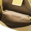 Internal Zip Pocket View Of The Pastel Yellow Leather Handbag For Women