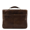 Rear View Of The Dark Brown Leather Laptop Briefcase