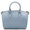 Rear View Of The Light Blue Leather Tote Bag