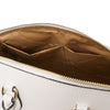 Internal Pocket View Of The White Leather Tote Bag