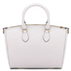 Rear View Of The White Leather Tote Bag