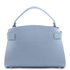 Rear View Of The Light Blue Leather Tote