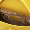 Internal Zip Pocket View Of The Yellow Leather Tote