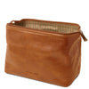 Open View Of The Honey Leather Wash Bag