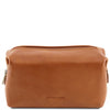 Front View Of The Honey Leather Wash Bag