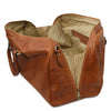 Right Angled Opening And Closing Zipper View Of The Natural Leather Duffle Bag Large