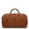 Rear View Of The Natural Leather Duffle Bag Large