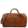 Front View Of The Natural Leather Duffle Bag Large