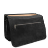 Opening Flap View Of The Black Mens Leather Messenger Bag