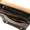 Internal Compartment View Of The Black Mens Leather Shoulder Bag