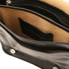 Internal Pocket View Of The Black Mens Leather Shoulder Bag