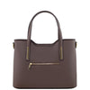 Rear View Of The Dark Taupe Genuine Leather Tote Handbag