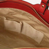 Internal Pocket View Of The Lipstick Red Two Tone Leather Handbag