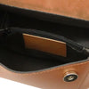 Internal Zip Pocket View Of The Cognac Shoulder Bag For Ladies