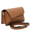 Angled And Shoulder Strap View Of The Cognac Shoulder Bag For Ladies