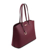 Angled View Of The Bordeaux Soft Leather Shopper Bag