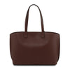 Rear View Of The Coffee Soft Leather Shopper Bag