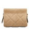 Rear View Of The Beige Suede Shoulder Bag