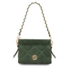 Front View Of The Forest Green Suede Shoulder Bag