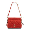 Front View Of The Red Suede Shoulder Bag