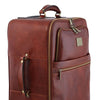 Angled View Of The Brown 4 Wheeled Luggage