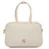 Front View Of The Beige Womens Leather Tote