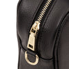 Closeup Of Zip Closure View Of The Black Womens Leather Tote