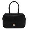 Front View Of The Black Womens Leather Tote