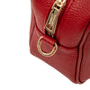 Closeup Of Zip Closure View Of The Lipstick Red Womens Leather Tote