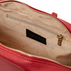 Internal Zip Closure View Of The Lipstick Red Womens Leather Tote