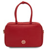 Front View Of The Lipstick Red Womens Leather Tote