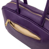 Rear Zipper Pocket View Of The Purple Womens Leather Tote