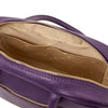 Internal Pockets View Of The Purple Womens Leather Tote