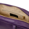 Internal Zip Pocket View Of The Purple Womens Leather Tote