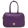 Front View Of The Purple Womens Leather Tote