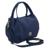 Angled And Shoulder Strap View Of The Dark Blue Womens Bag