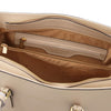 Internal Zip Pocket View Of The Beige Womens Shopper Handbag