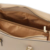 Internal Pocket View Of The Beige Womens Shopper Handbag