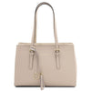 Front View Of The Beige Womens Shopper Handbag