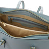 Internal Zip Pocket View Of The Light Blue Womens Shopper Handbag