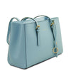 Angled View Of The Light Blue Womens Shopper Handbag