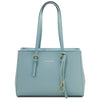 Front View Of The Light Blue Womens Shopper Handbag