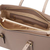 Internal Zip Pocket View Of The Ligth Taupe Womens Shopper Handbag