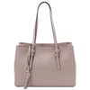 Angled View Of The Light Taupe Womens Shopper Handbag