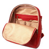 Internal Features View Of The Lipstick Red Soft Womens Leather Backpack